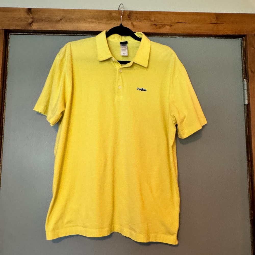 Men's Patagonia Organic Cotton Short Sleeve Polo Shirt Yellow Large L